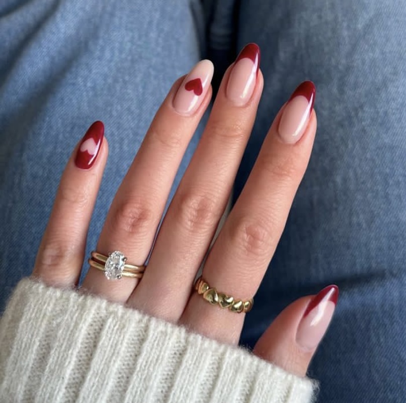 valentines nails, valentine's day nails, Valentine Nail ideas, valentines nails, simple valentines nails,red valentines nails, acrylic nail ideas