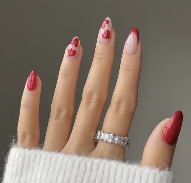 valentine's day nails, Valentine Nail ideas, valentines nails, simple valentines nails,red valentines nails, acrylic nail ideas