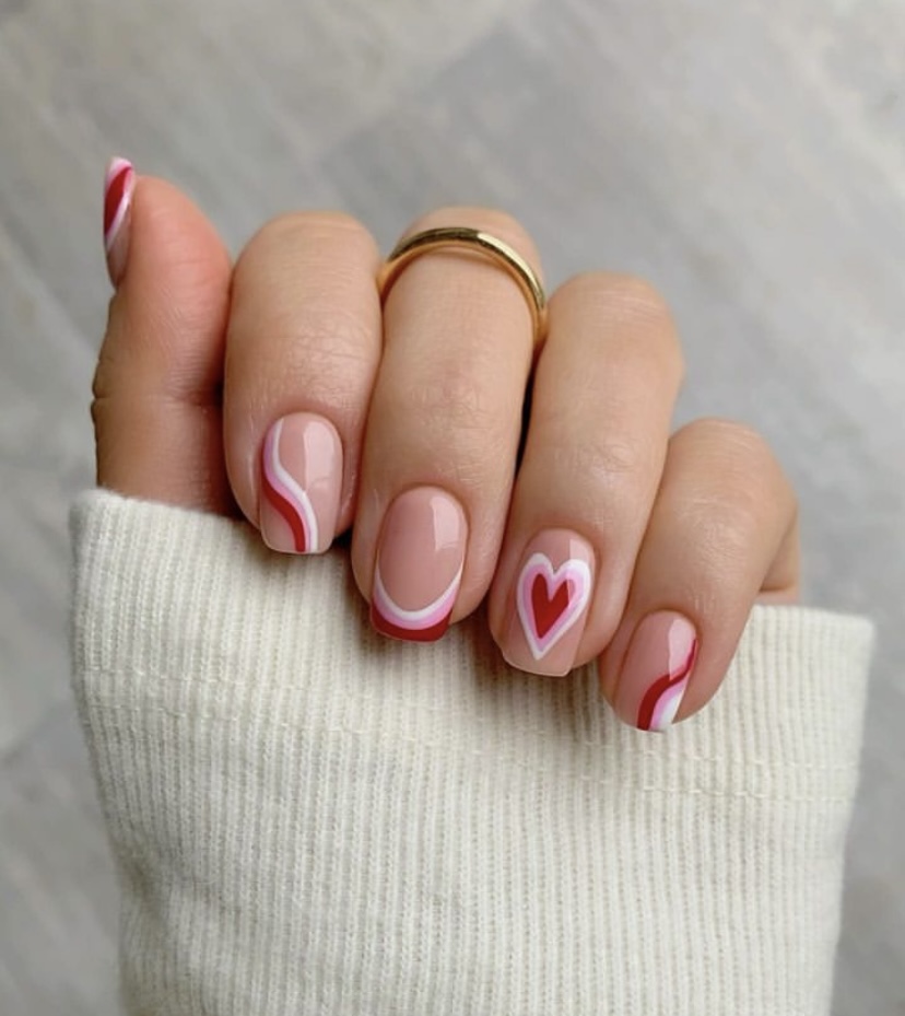 valentines nails, valentine's day nails, Valentine Nail ideas, valentines nails, simple valentines nails,red valentines nails, acrylic nail ideas