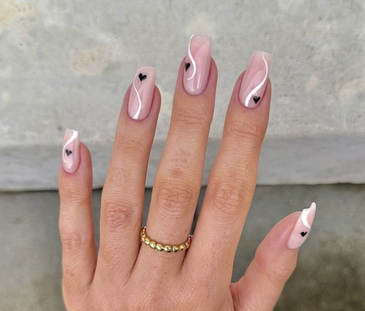 white nail ideas, cute nail ideas, short nail ideas, black and white nail ideas, acrylic nail ideas